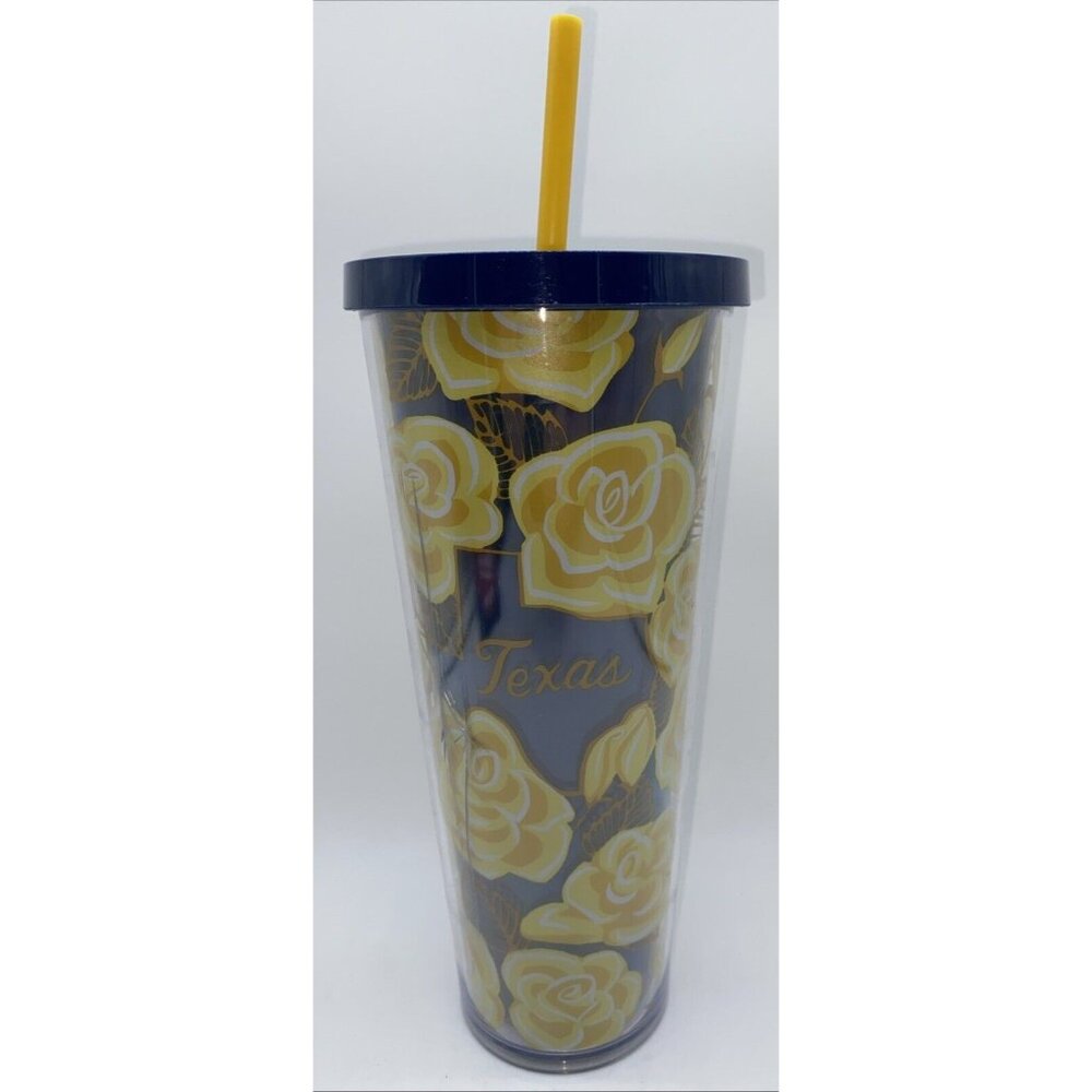 Starbucks Yellow Rose of Texas Tumbler Venti Cup 24oz Collector Cup Cracked